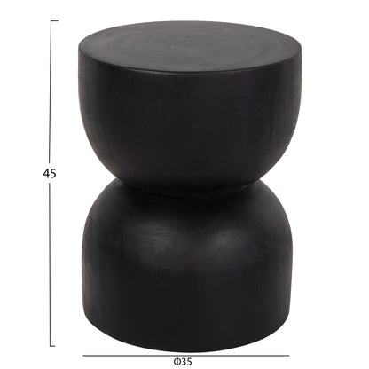 Round Stool Febry Hm9753.02 Solid Suar Wood In Black Φ35x45hcm.