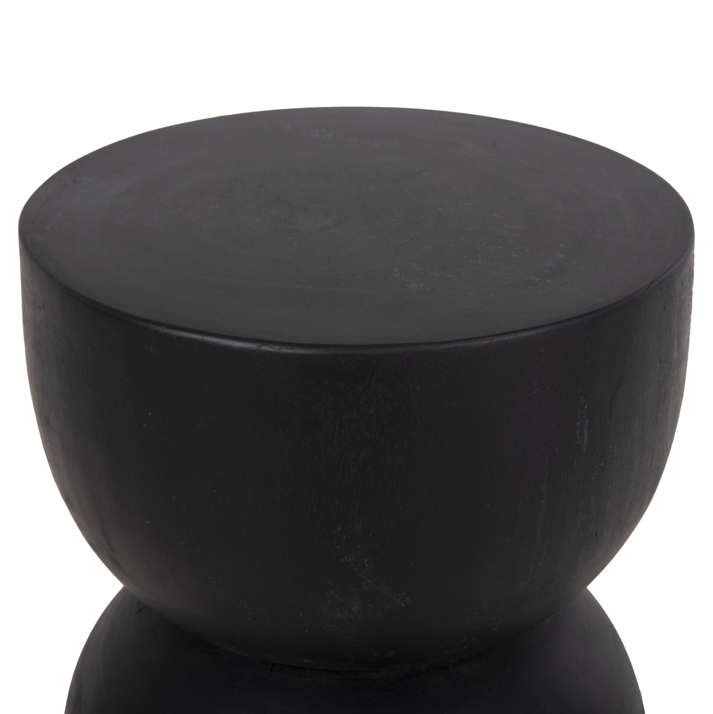 Round Stool Febry Hm9753.02 Solid Suar Wood In Black Φ35x45hcm.