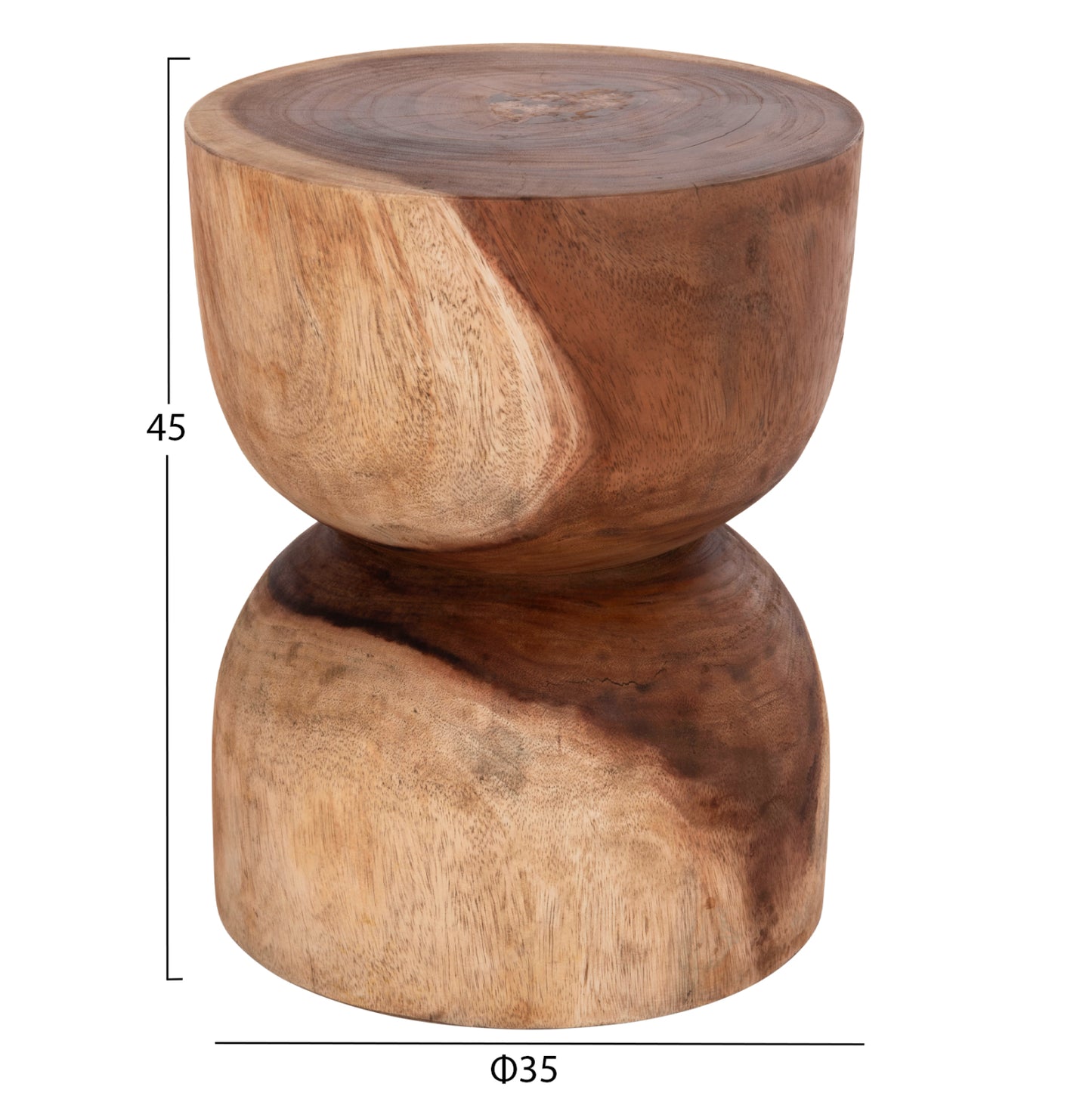 Round Stool Febry Hm9753.11 Solid Suar Wood In Natural Φ35x45hcm.