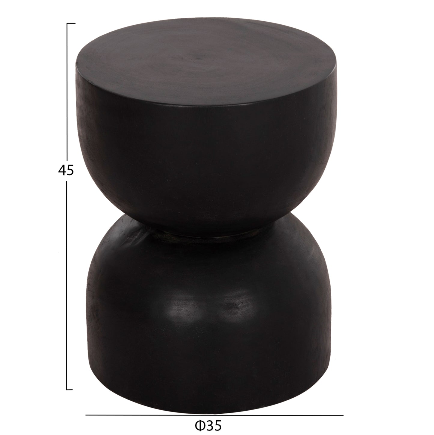 Round Stool Febry Hm9753.12 Solid Suar Wood In Black Φ35x45hcm.