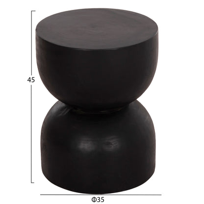 Round Stool Febry Hm9753.12 Solid Suar Wood In Black Φ35x45hcm.