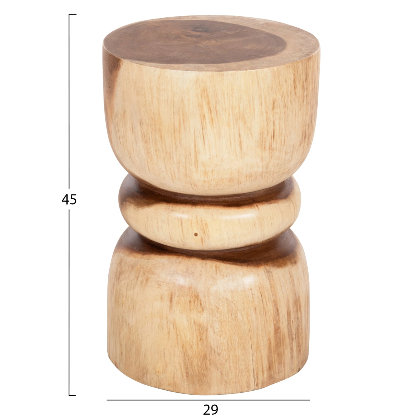 Round Stool Bello Hm9900 Solid Suar Wood In Natural Color Φ29x45h Cm.