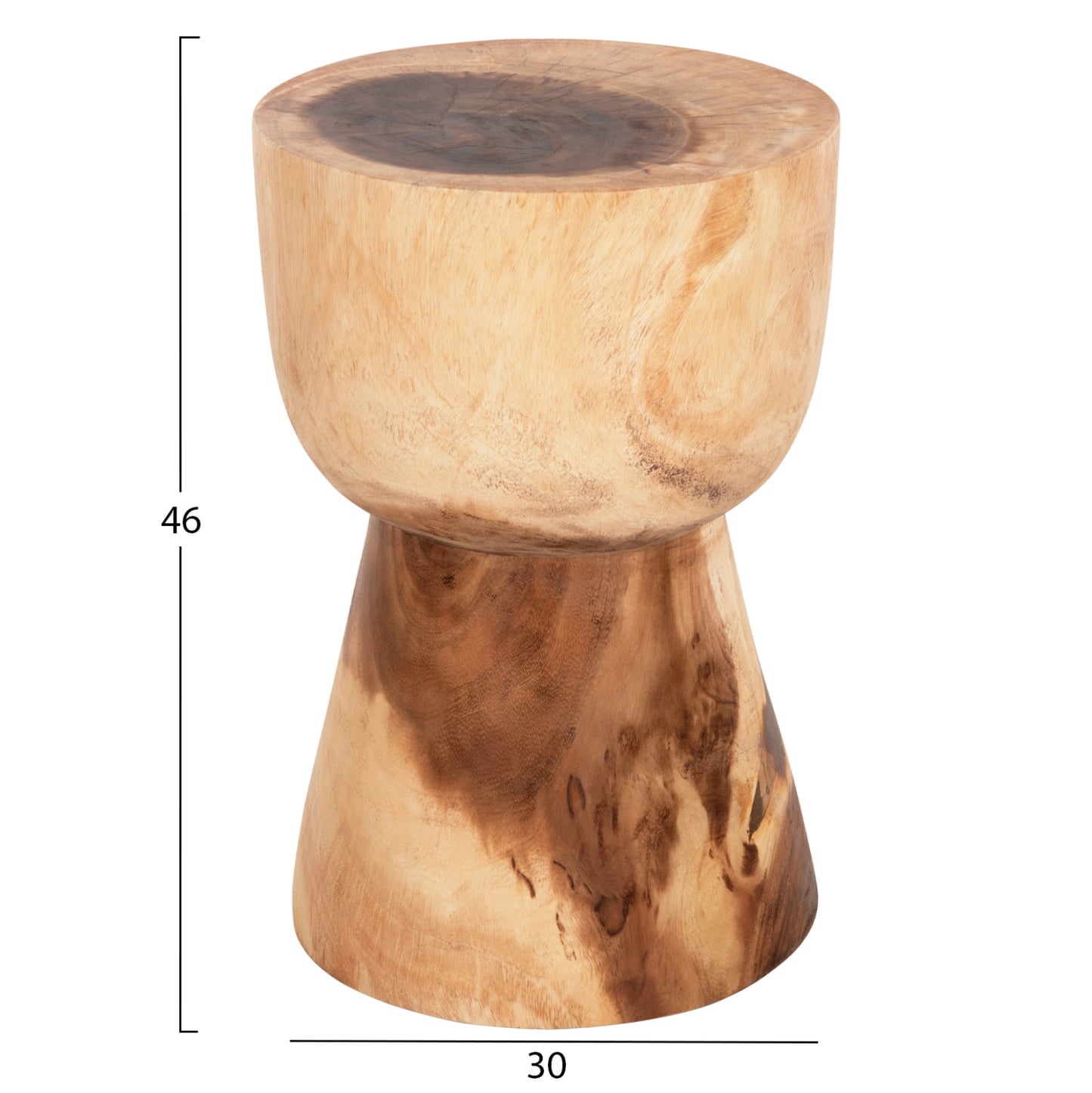 Round Stool Mamba Hm9901 Solid Suar Wood In Natural Color Φ30x46h Cm.