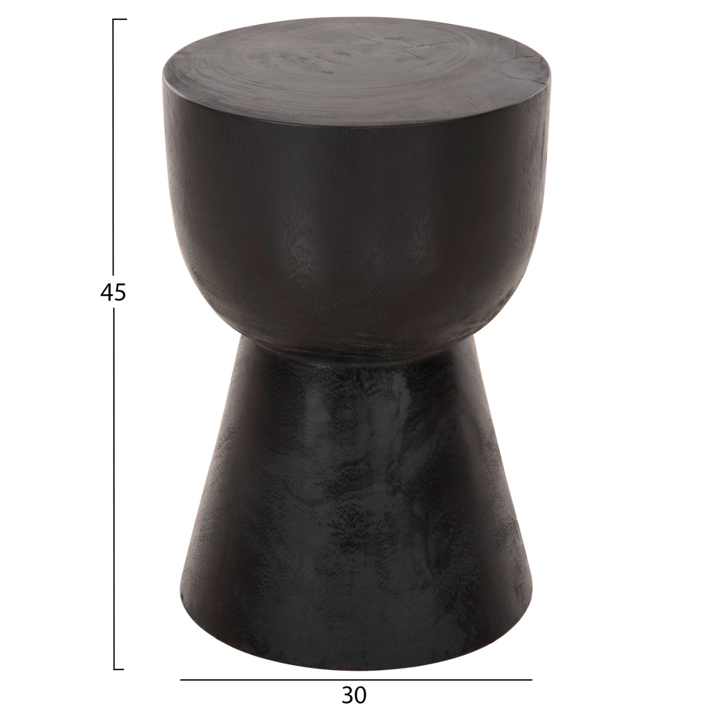 Round Stool Mamba Hm9901.02 Solid Suar Wood In Black Color Φ30x45h Cm.