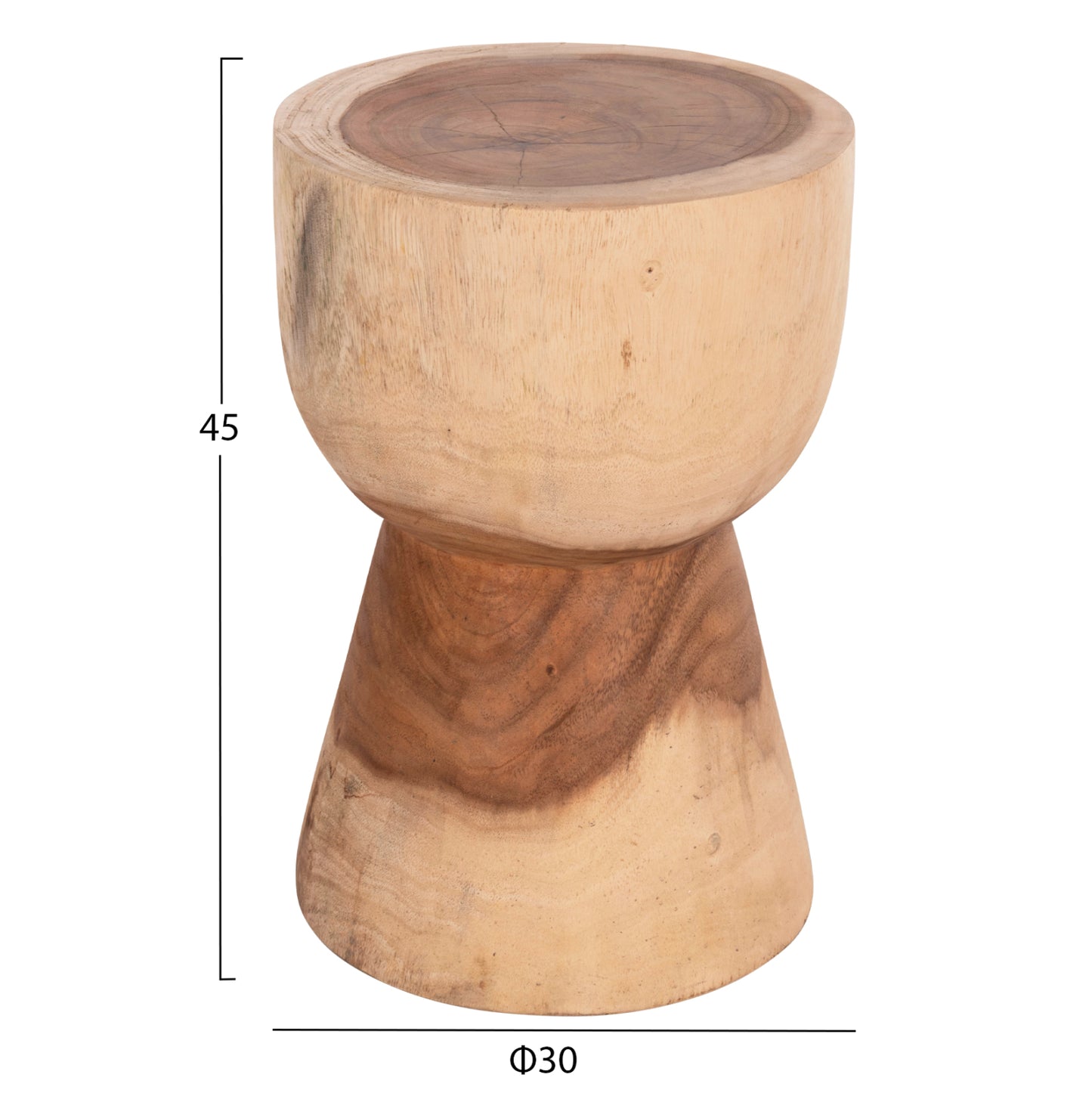 Round Stool Mamba Hm9901.11 Solid Suar Wood In Natural Color Φ30x45hcm.