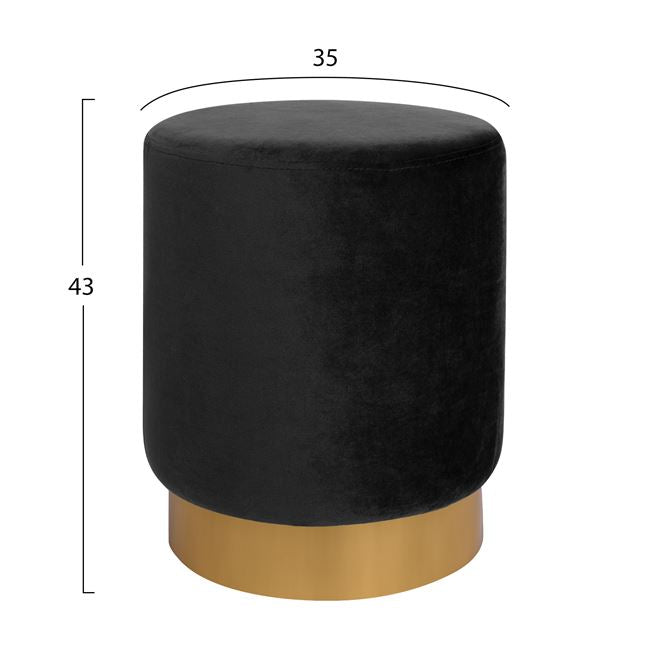 Stool Levy Hm8408.04 Black Velvet With Gold Base D35x43 Cm.