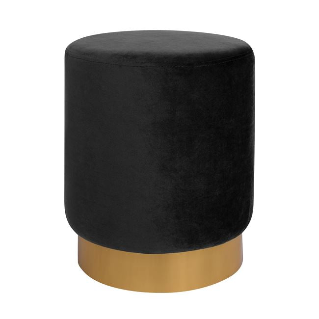 Stool Levy Hm8408.04 Black Velvet With Gold Base D35x43 Cm.