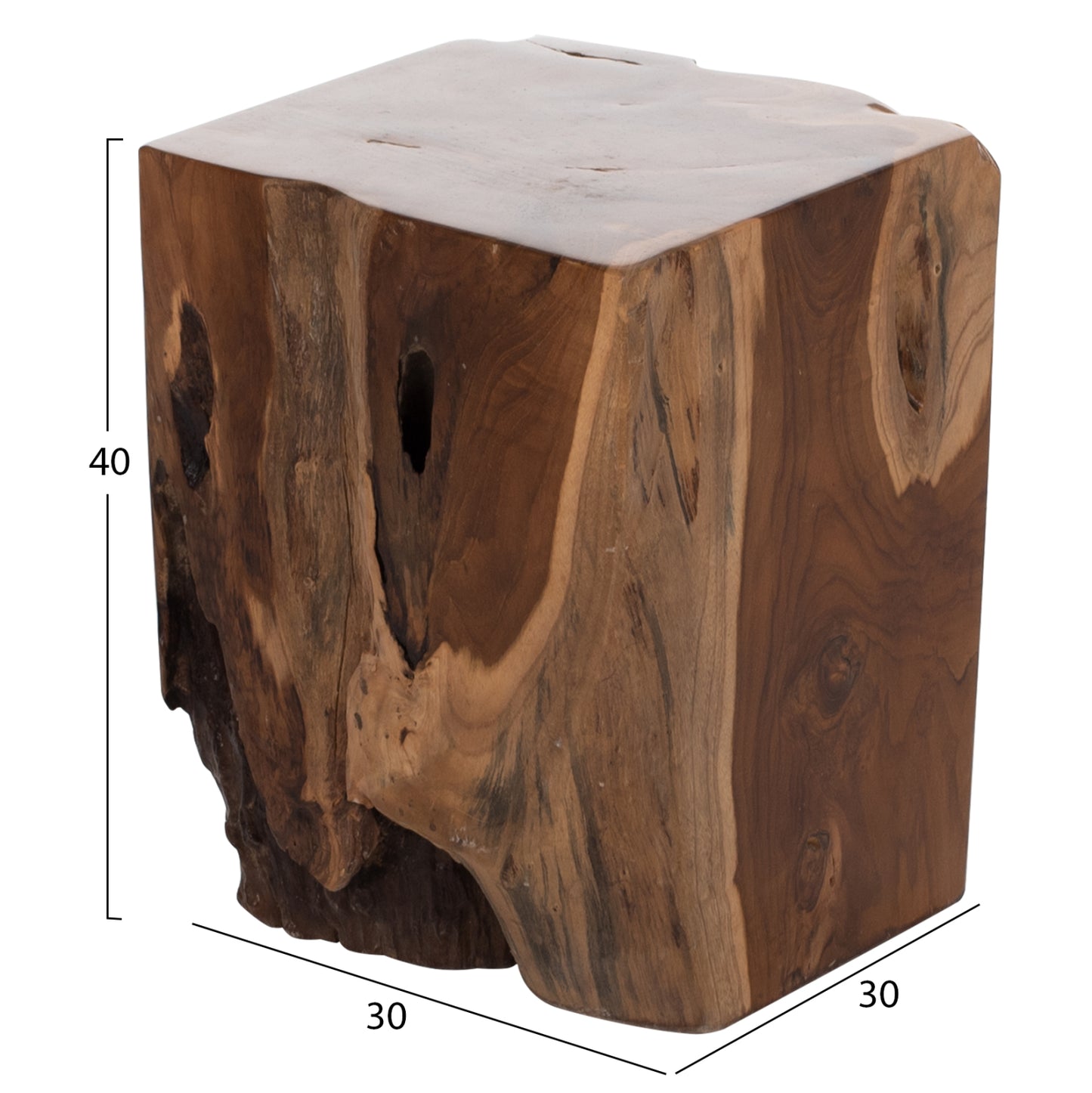 Stool Hm7721 Square Solid Teak Natural 30x30x40h