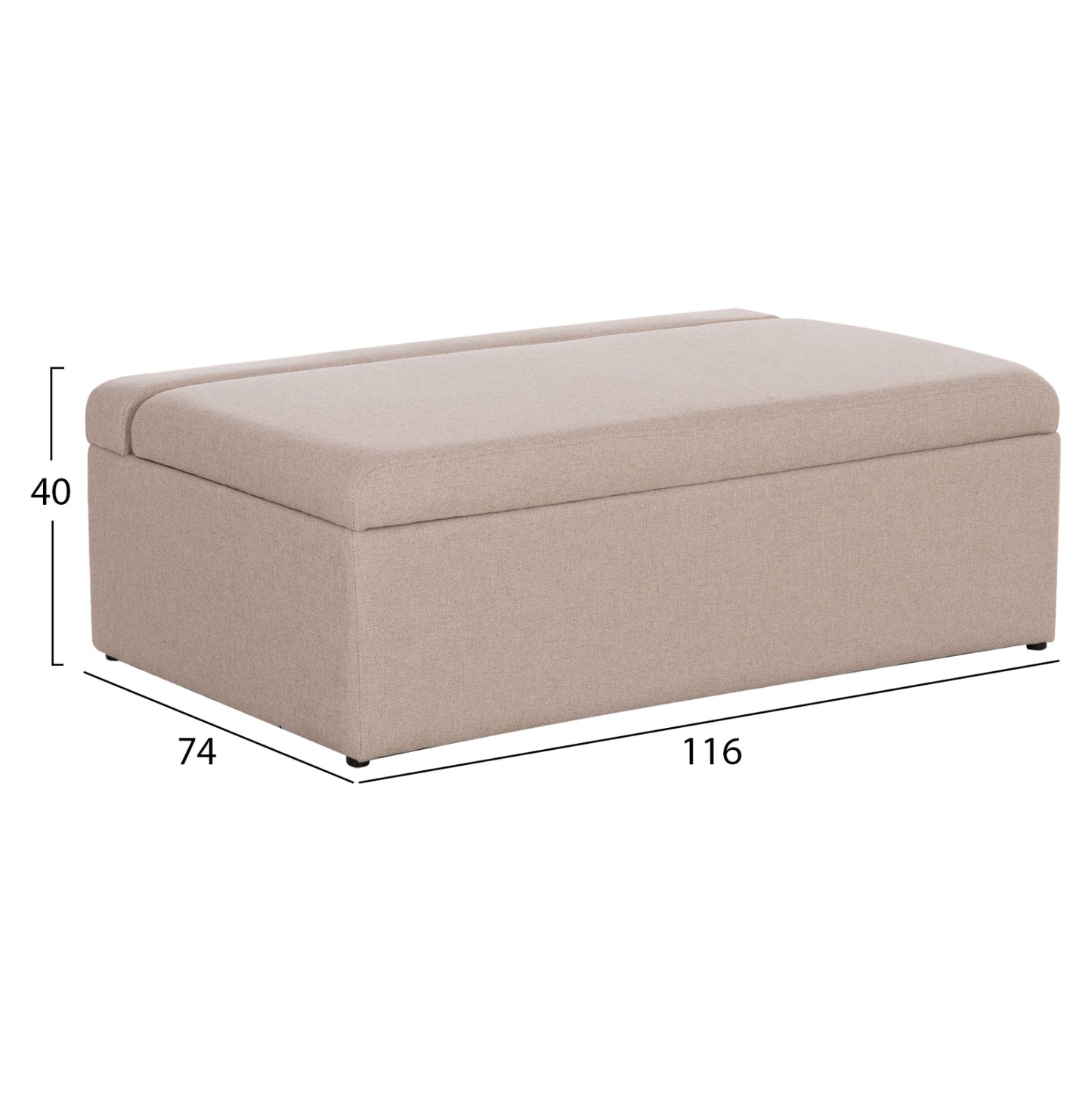 Stool With Folding Bunk Bed & Mattress Inge Hm3343.02 Beige Fabric 116x74x40hcm.