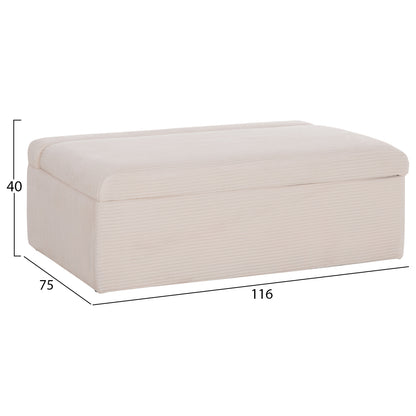 Stool With Folding Bunk Bed & Mattress Inge Hm3343.42 Beige Corduroy Fabric 118x74x42hcm.