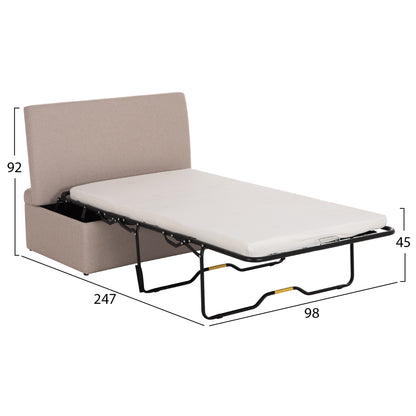 Stool With Folding Bunk Bed & Mattress Inge Hm3343.02 Beige Fabric 116x74x40hcm.