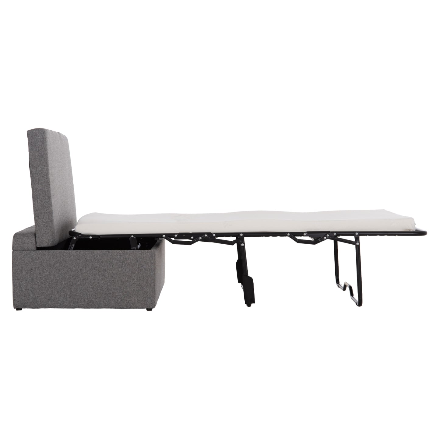 Stool With Folding Bunk Bed & Mattress Inge Hm3343.01 Grey Fabric 116x74x40hcm.