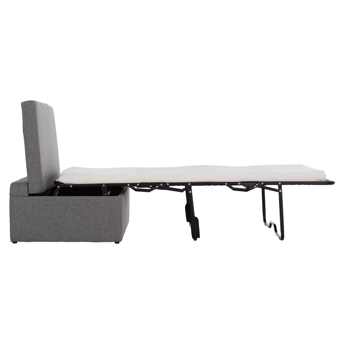 Stool With Folding Bunk Bed & Mattress Inge Grey Fabric 116x74xH40cm