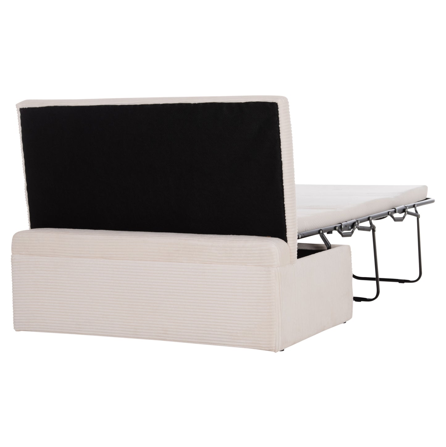 Stool With Folding Bunk Bed & Mattress Inge Hm3343.42 Beige Corduroy Fabric 116x74x40hcm.
