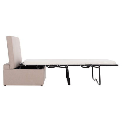 Stool With Folding Bunk Bed & Mattress Inge Hm3343.02 Beige Fabric 116x74x40hcm.