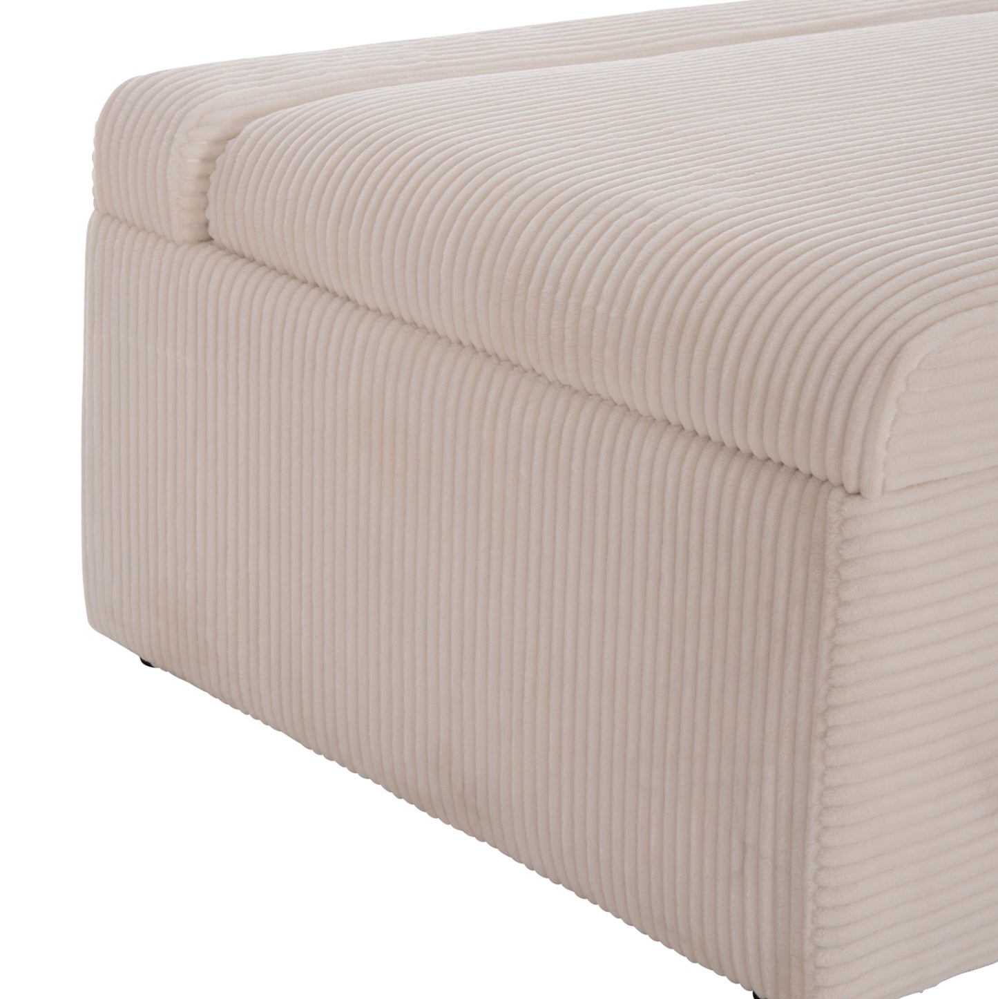 Stool With Folding Bunk Bed & Mattress Inge Hm3343.42 Beige Corduroy Fabric 116x74x40hcm.