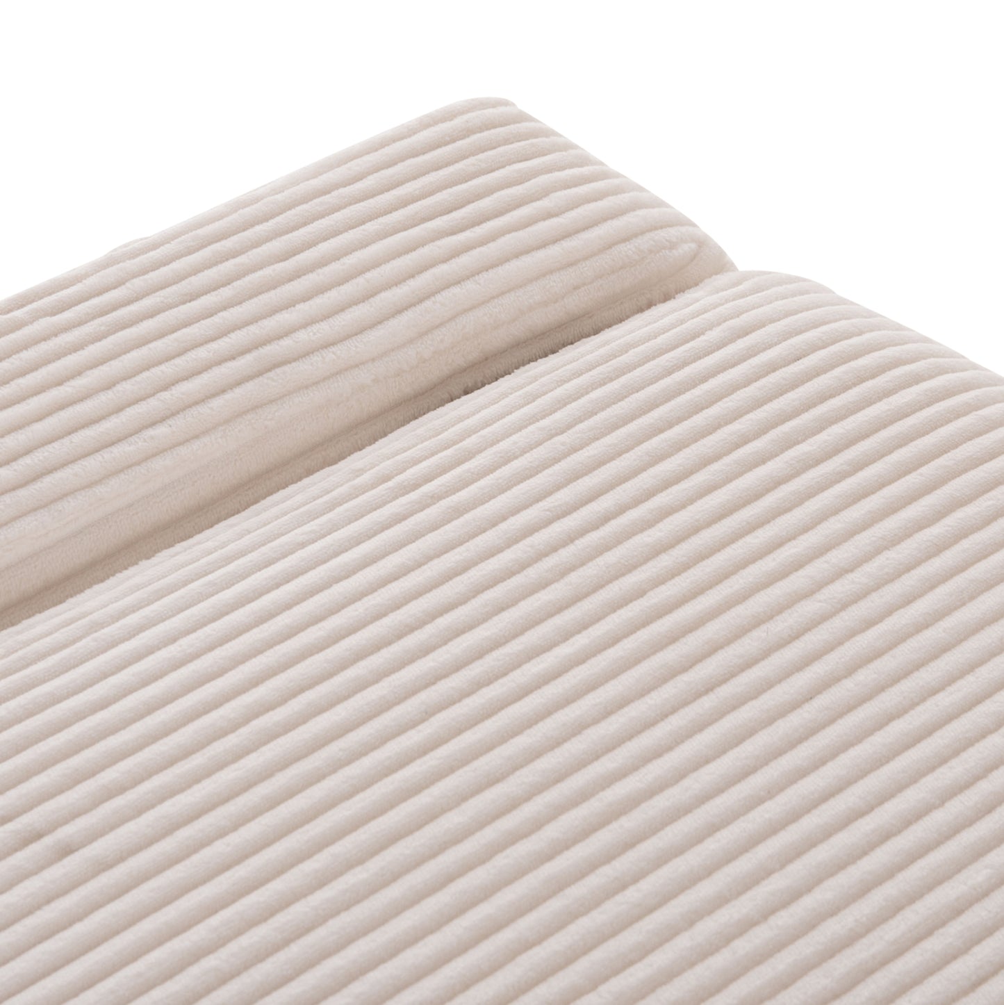 Stool With Folding Bunk Bed & Mattress Inge Hm3343.42 Beige Corduroy Fabric 118x74x42hcm.