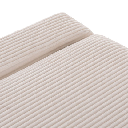 Stool With Folding Bunk Bed & Mattress Inge Hm3343.42 Beige Corduroy Fabric 118x74x42hcm.