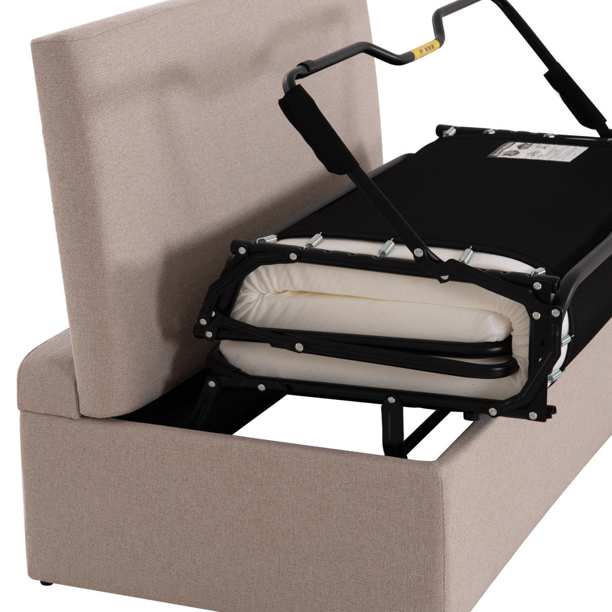 Stool With Folding Bunk Bed & Mattress Inge Hm3343.02 Beige Fabric 116x74x40hcm.