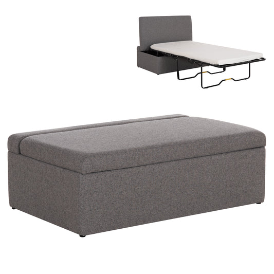 Stool With Folding Bunk Bed & Mattress Inge Grey Fabric 116x74xH40cm