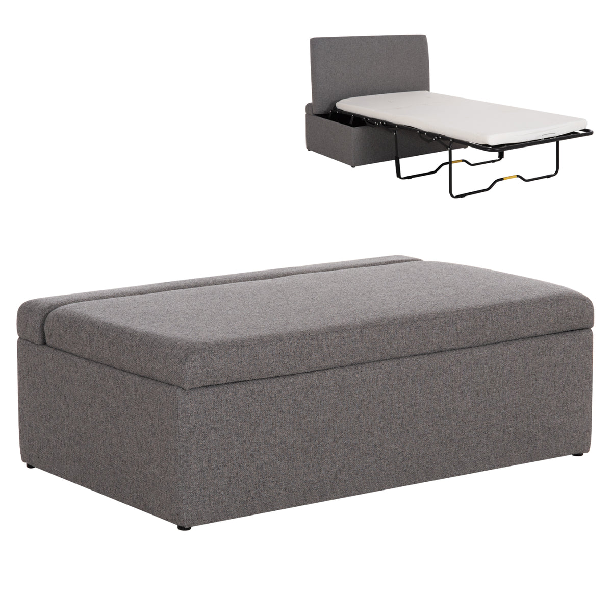 Stool With Folding Bunk Bed & Mattress Inge Hm3343.01 Grey Fabric 116x74x40hcm.