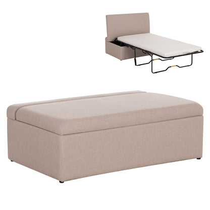 Stool With Folding Bunk Bed & Mattress Inge Hm3343.02 Beige Fabric 116x74x40hcm.