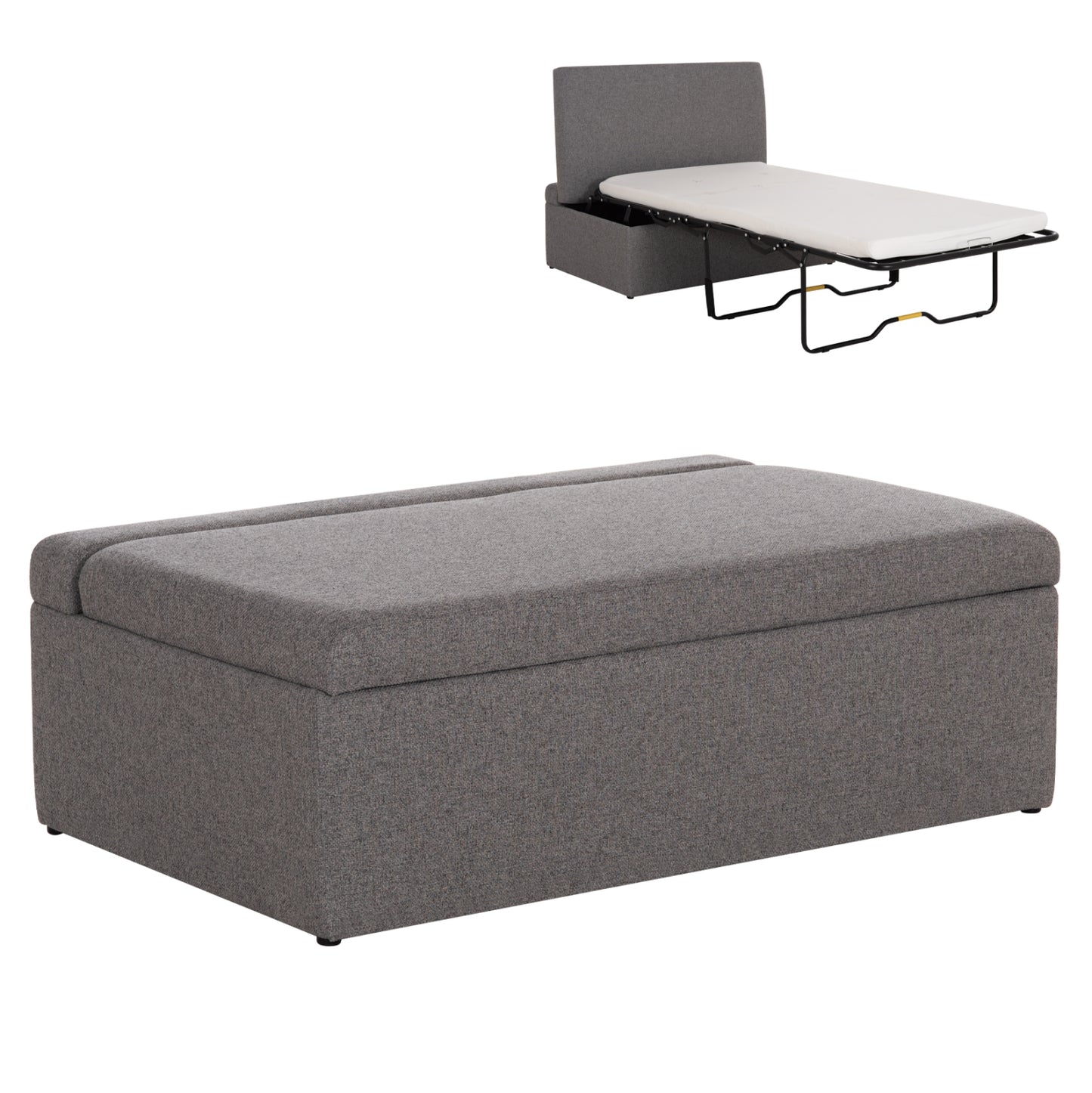 Stool With Folding Bunk Bed & Mattress Inge Hm3343.01 Grey Fabric 116x74x40hcm.