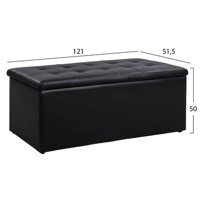 Stool Pu With Storage Space Triscube Black Hm223.01 121x51.5x50cm