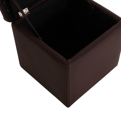 Stool Pu With Storage Space Brown Cube Hm224.03--38x38x36.5hcm