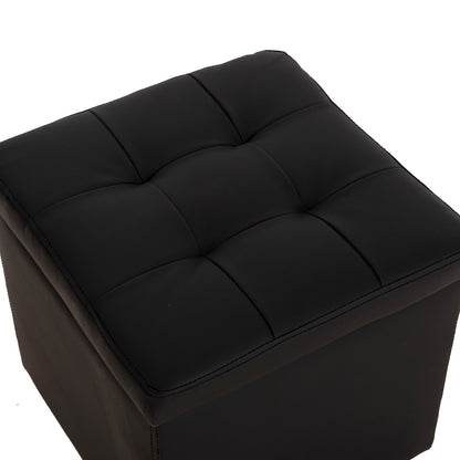 Stool Pu With Storage Space Black Cube Hm224.01 38x38x36.5hcm