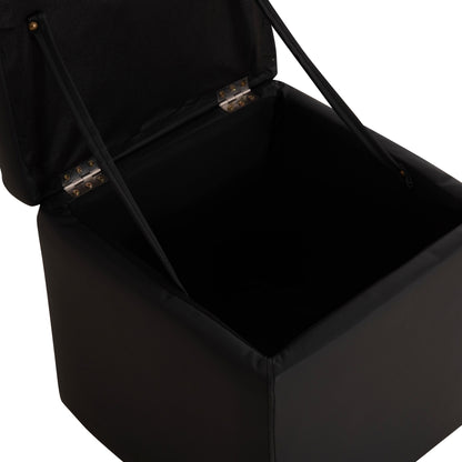 Stool Pu With Storage Space Black Cube Hm224.01 38x38x36.5hcm
