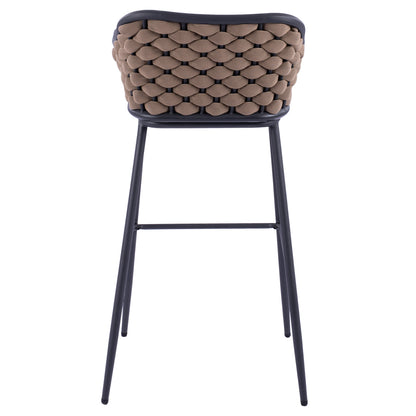Stool With Metallic Frame And Beige Wicker Rope Hm5715 54x54x103cm
