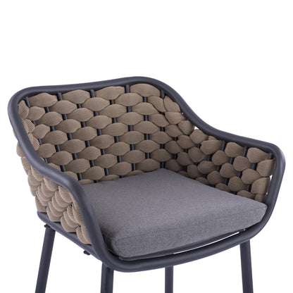 Stool With Metallic Frame And Beige Wicker Rope Hm5715 54x54x103cm