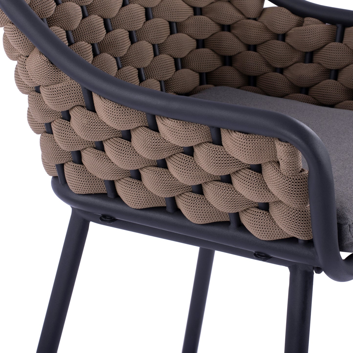 Stool With Metallic Frame And Beige Wicker Rope Hm5715 54x54x103cm