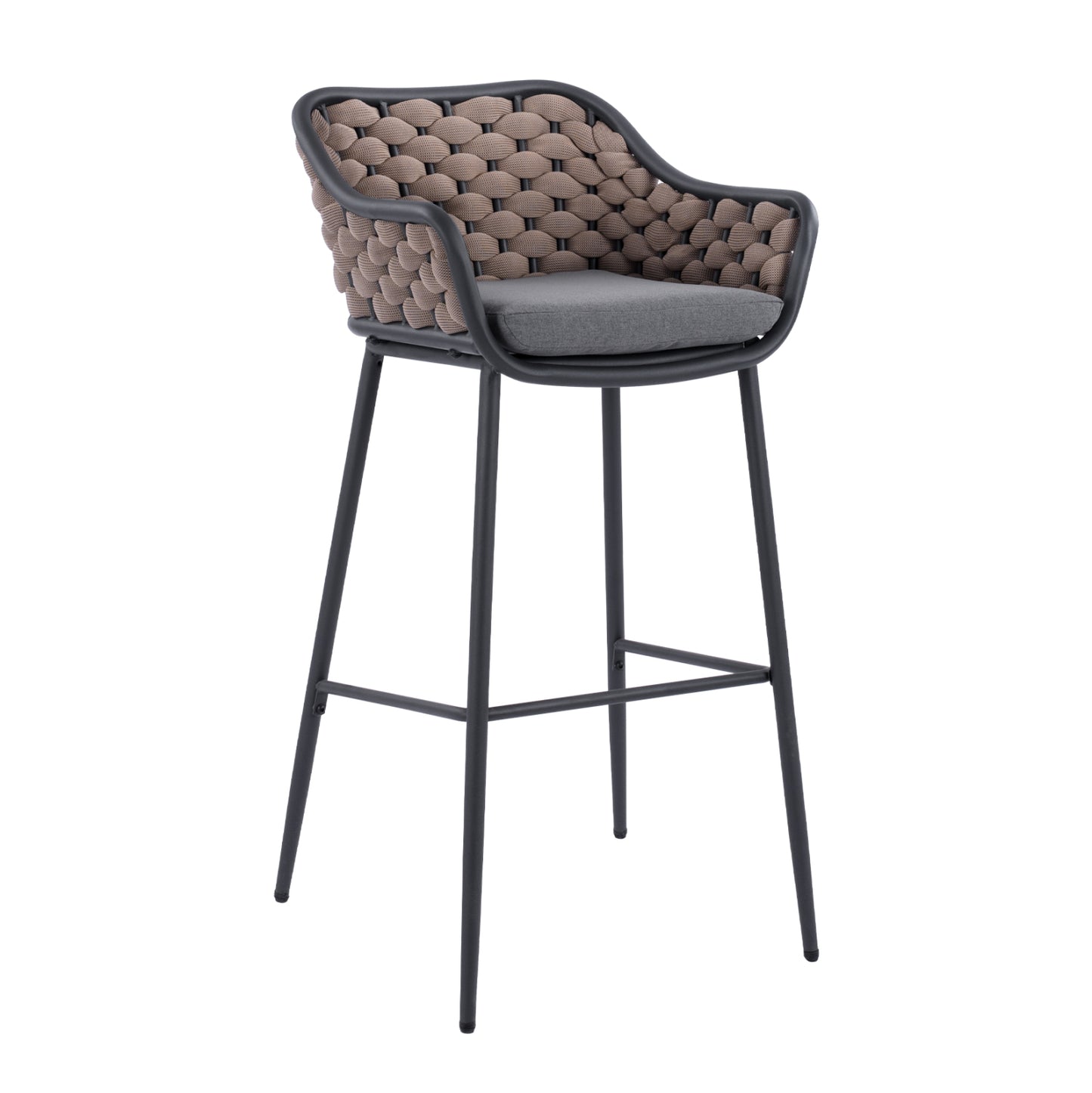 Stool With Metallic Frame And Beige Wicker Rope Hm5715 54x54x103cm
