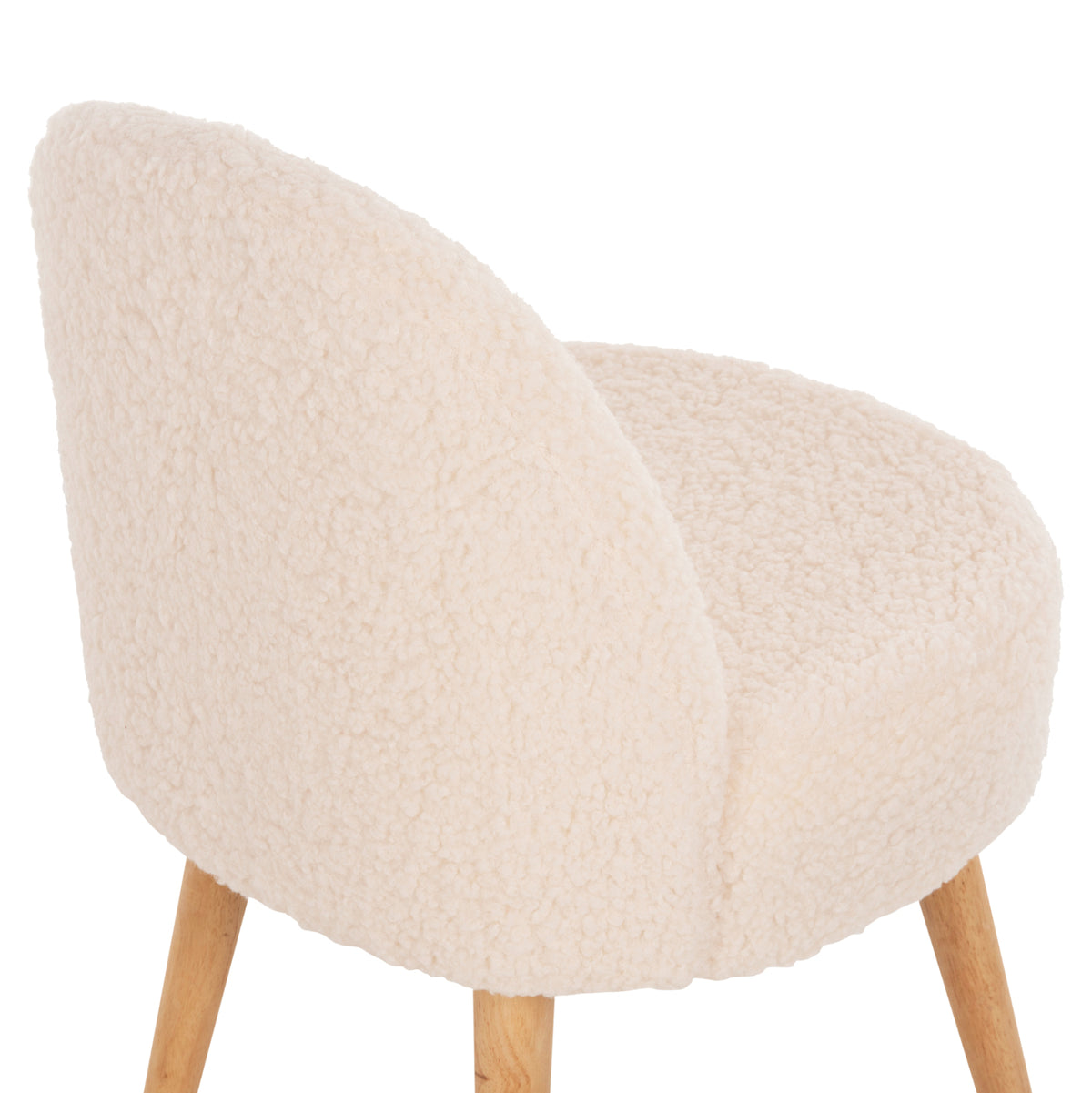 Stool Yasmine Hm8395.20 Low Backrest- Boucle Fabric In Ecru Color-wooden Legs 47x46x64,5hcm.