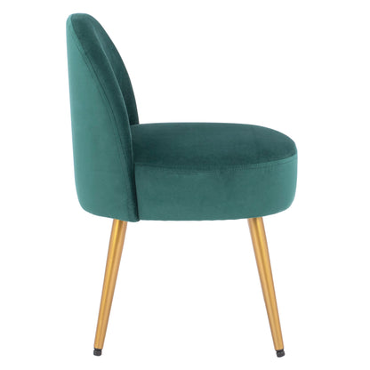 Stool With Back Yasmine From Cypress Green Velvet & Gold Legs Hm8395.13 47x43x65cm