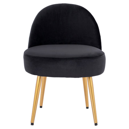 Stool With Back Yasmine From Black Velvet & Gold Legs Hm8395.14 47x43x65cm