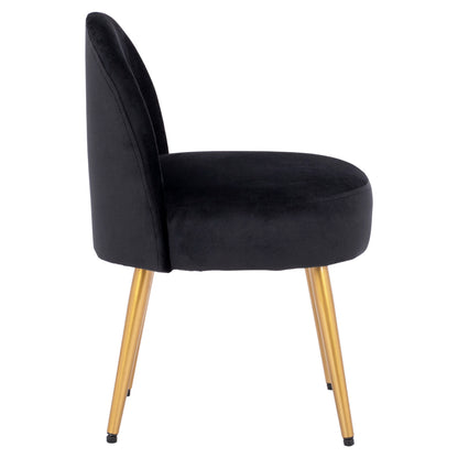 Stool With Back Yasmine From Black Velvet & Gold Legs Hm8395.14 47x43x65cm