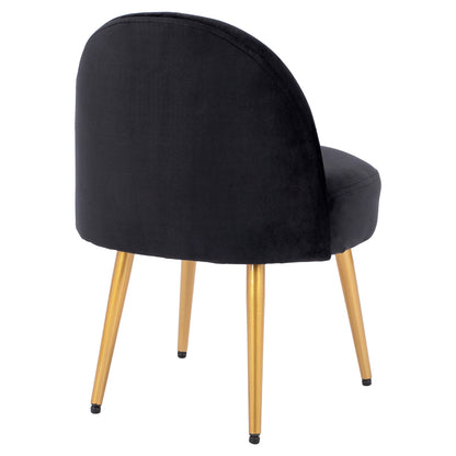 Stool With Back Yasmine From Black Velvet & Gold Legs Hm8395.14 47x43x65cm