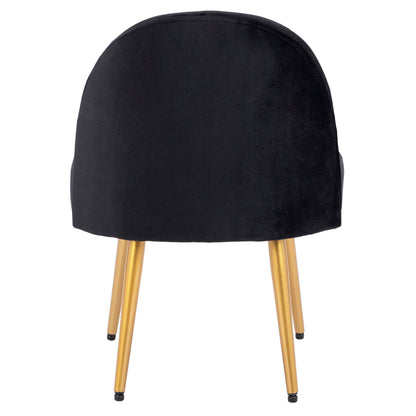 Stool With Back Yasmine From Black Velvet & Gold Legs Hm8395.14 47x43x65cm