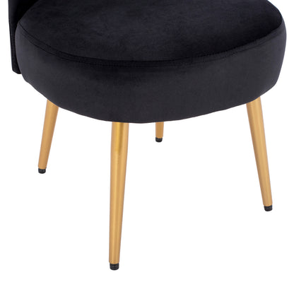 Stool With Back Yasmine From Black Velvet & Gold Legs Hm8395.14 47x43x65cm