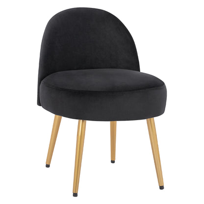 Stool With Back Yasmine From Black Velvet & Gold Legs Hm8395.14 47x43x65cm