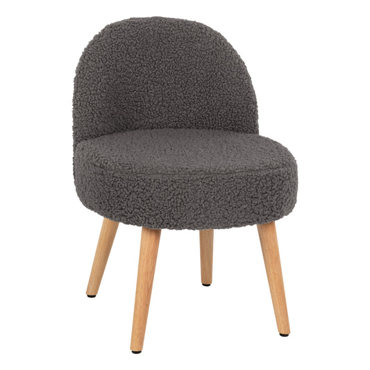 Stool Yasmine Hm8395.21 Low Backrest- Boucle Fabric In Grey Color-wooden Legs 47x46x64,5hcm.