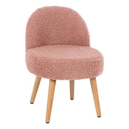 Stool Yasmine Hm8395.22 Low Backrest- Boucle Fabric In Dusty Pink Color-wooden Legs 47x46x64,5hcm.