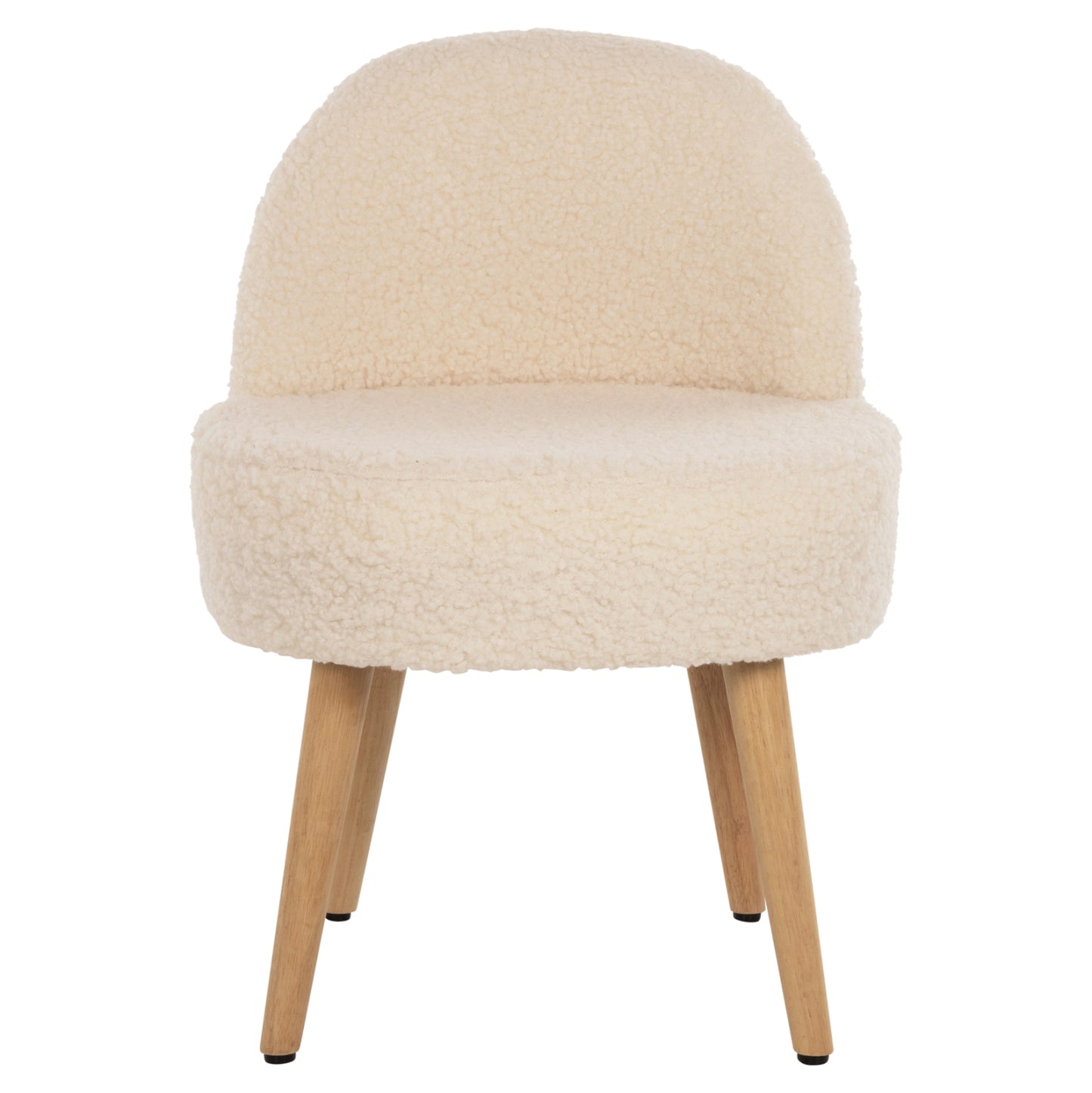 Stool Yasmine Hm8395.23 Low Backrest- Boucle Fabric In White Color-wooden Legs 47x46x64,5hcm.