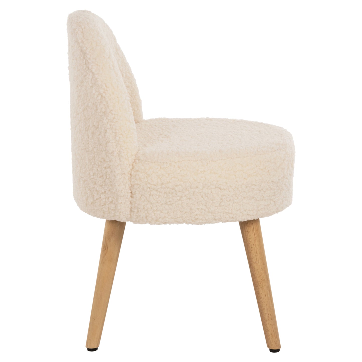 Stool Yasmine Hm8395.23 Low Backrest- Boucle Fabric In White Color-wooden Legs 47x46x64,5hcm.
