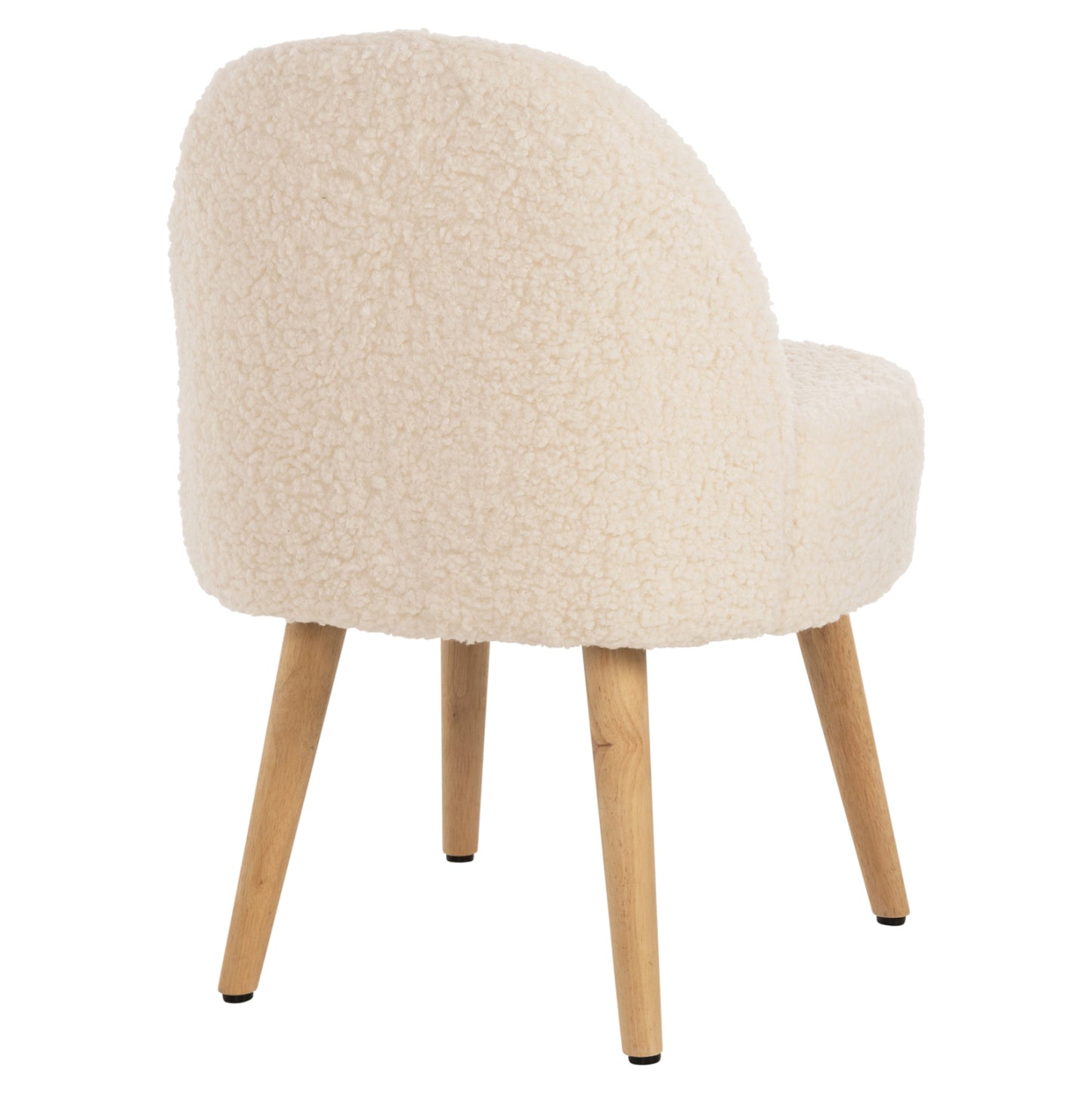 Stool Yasmine Hm8395.23 Low Backrest- Boucle Fabric In White Color-wooden Legs 47x46x64,5hcm.