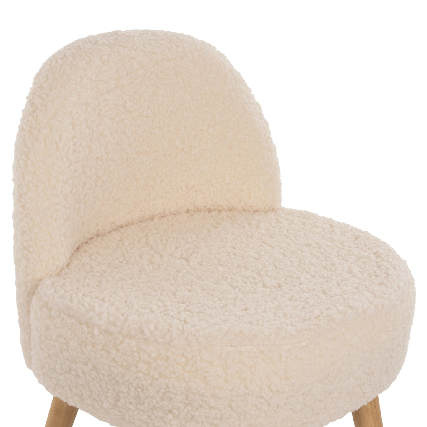 Stool Yasmine Hm8395.23 Low Backrest- Boucle Fabric In White Color-wooden Legs 47x46x64,5hcm.