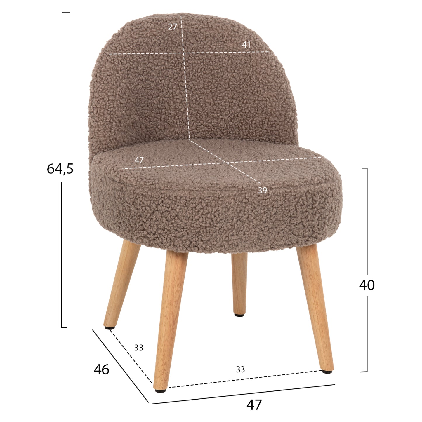 Stool Yasmine Hm8395.25 Low Backrest- Boucle Fabric In Light Brown Color 47x46x64,5hcm.